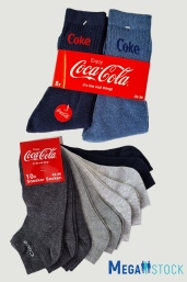 Coca-Cola мужские носки (упаковки по 8 и 10 пар), сток оптом