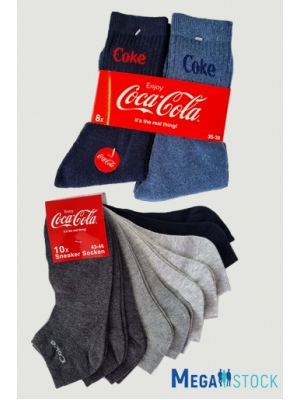 Coca-Cola мужские носки (упаковки по 8 и 10 пар), сток оптом