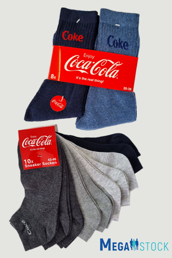 Coca-Cola мужские носки (упаковки по 8 и 10 пар), сток оптом
